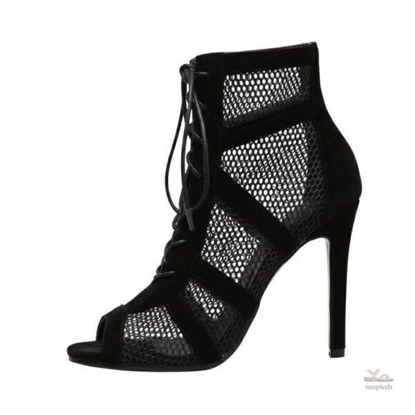 Sandales femme à talon, design filet contemporain