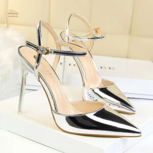 Sandale Mode Femme Argentée, Élégante et Brillante