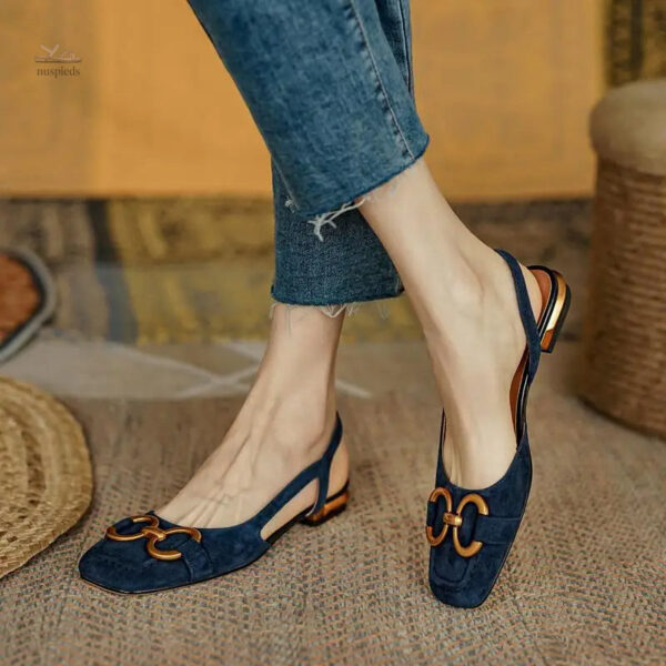 Sandale Bleu Marine Élégante, design à Talon Bas