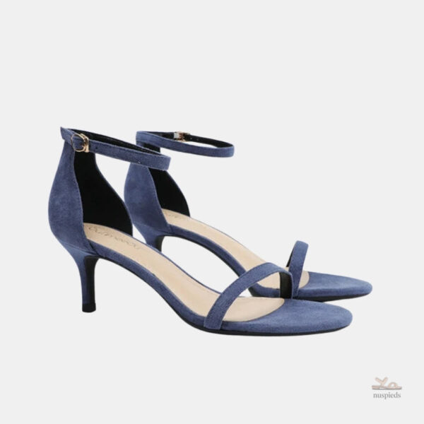 Sandale Élégante Bleu Marine à Talon avec Boucle