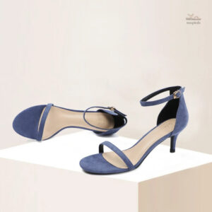 Sandale à Talon Bleu Marine avec Fermeture à Boucle