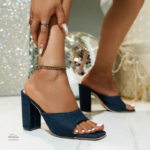Sandale Plateforme Femme Bleu Marine Classique
