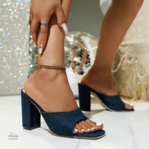 Sandale Plateforme Femme Bleu Marine Classique