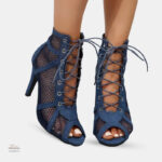 Sandale Bleu Marine à Talon Design