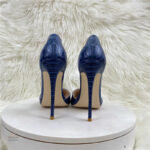 Talon Bleu Marine avec Effet Crocodile pour Femme