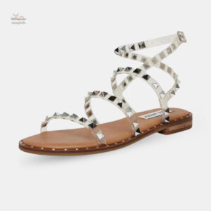 Sandale cloutée avec lanières transparentes pour femme