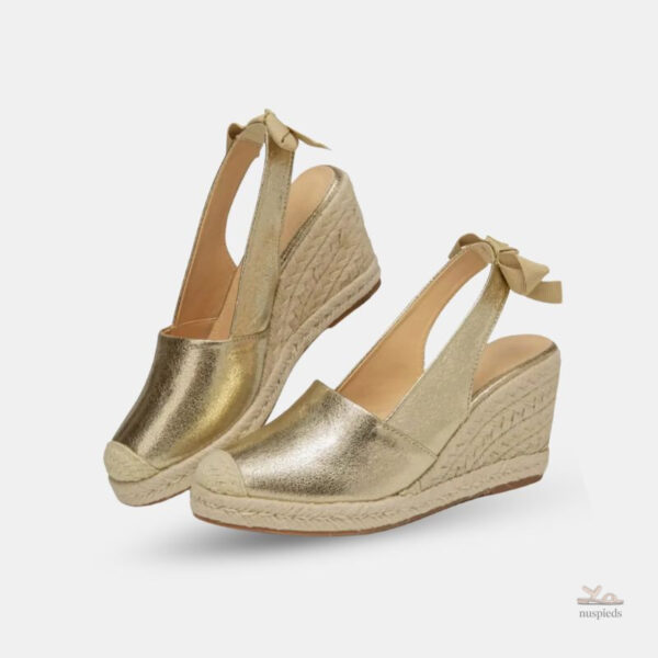 Sandales compensées en simili cuir avec nœud pour femme
