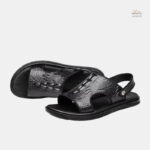Sandales cuir homme effet peau de crocodile