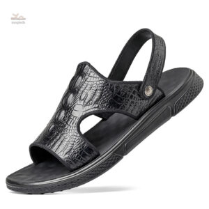 Sandales en cuir avec motif crocodile pour homme