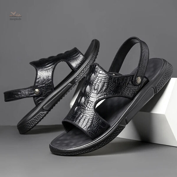 Sandales effet peau de crocodile, style élégant et sophistiqué