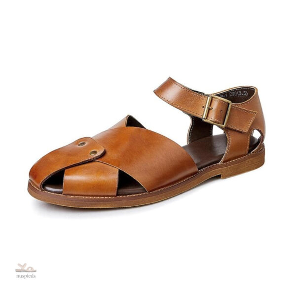 Sandale Homme en cuir marron clair élégant