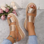 Chaussure plateforme dorée pour femme tendance