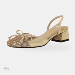 Sandale dorée à talon bas style ballerine