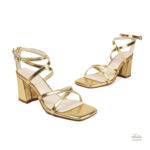 Sandale tendance dorée pour femmes, talon haut chic