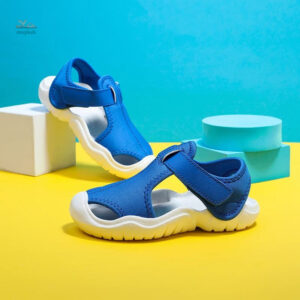 Sandale bleue à bout fermé pour enfants, antidérapante
