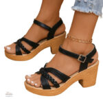 Sandales estivales à talon pour femme, design élégant