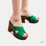 Sandale Chic et Confortable Femme à Talon Effet Daim