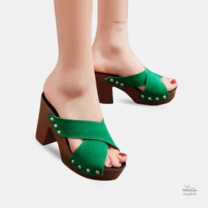 Sandale Chic et Confortable Femme à Talon Effet Daim
