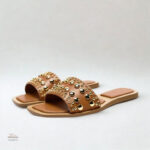 Sandale Cloutée Marron Femme Plate