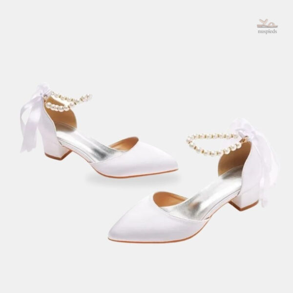 Sandale mariage femme avec nœud et perles décoratives