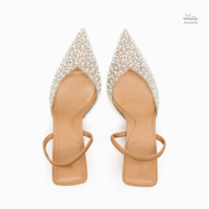 Sandales ouvertes femme avec perles, idéales pour un mariage