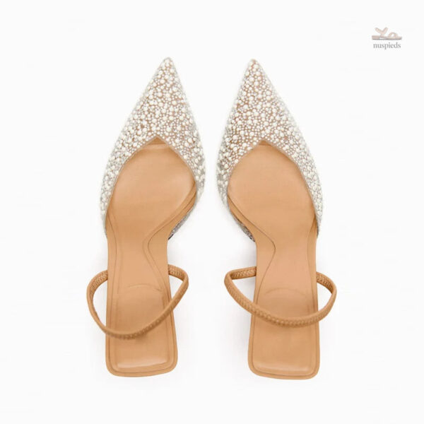 Sandales ouvertes femme avec perles, idéales pour un mariage