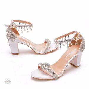 Sandale femme mariage ornée de strass brillants