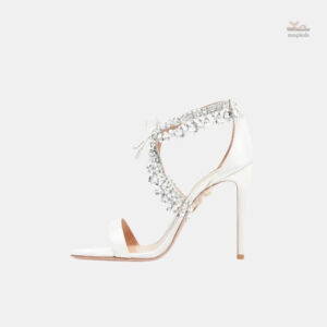 Sandales mariage femme à talons fins et faux diamants