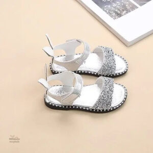 Sandale fille avec design oreilles de lapin en argent