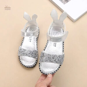 Chaussure enfant argentée avec éléments de lapin