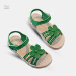 Sandale Fille Fleur Verte Mignonne