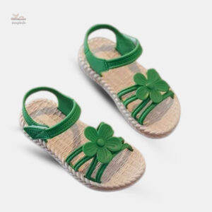 Sandale Fille Fleur Verte Mignonne