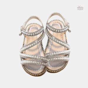 Sandale Blanches avec Détails en Perles Brillantes
