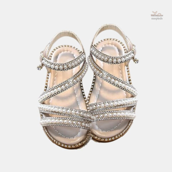 Sandale Blanches avec Détails en Perles Brillantes