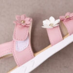 Sandales Fille avec Lanières Roses et Décor Floral