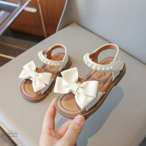 Sandale Fille élégante avec noeud papillon et décoration en perles