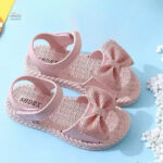Chaussure d'été fille, style rose avec nœud décoratif
