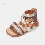 Sandale Fille avec pampilles et fermeture à zipper