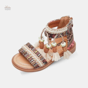Sandale Fille avec pampilles et fermeture à zipper