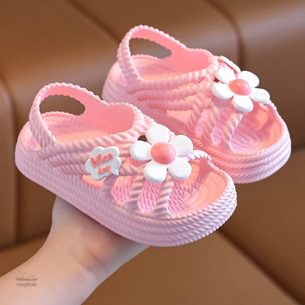Mignonne Sandale Fille, fleurs décoratives sur le dessus