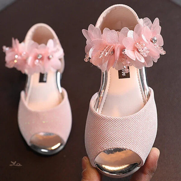 Sandale Fille, modèle souple décoré de fleurs colorées