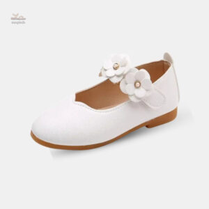 Sandale Fille Ballerine Blanche avec Fermeture à Scratch