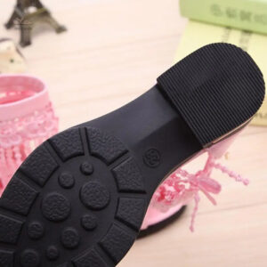 Talon Bas Sandale Fille, coloris rose avec détails tendance