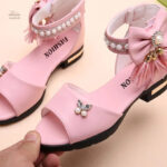 Chaussures Fille Rose, Sandale à Talon Bas Style Enfant