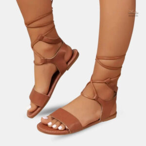 Sandale Gladiator Marron avec Lanières Croisées