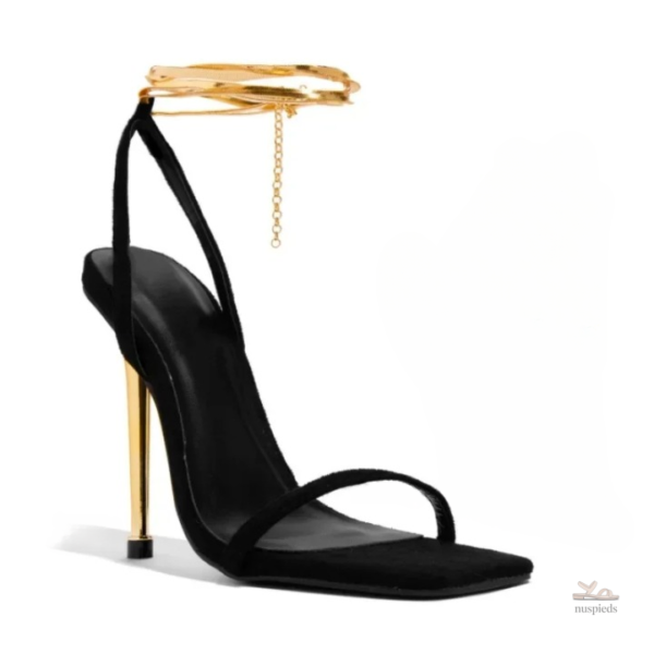 Sandale Noire à Talon Haut pour une allure chic