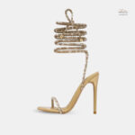 Sandales Gladiator à talon haut avec lacets dorés