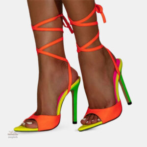 Sandale Gladiator à Talon Haut Orange