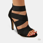 Sandale Gladiator à Talon Haut Noir pour Femme