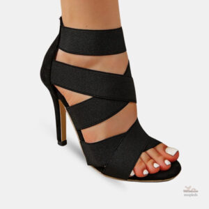 Sandale Gladiator à Talon Haut Noir pour Femme